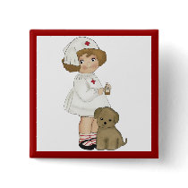 Vintage Nurse With Puppy T-shirts and Gifts Pinback Buttons