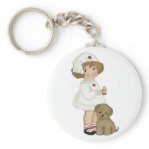 Vintage Nurse With Puppy T-shirts and Gifts Key Chain