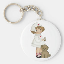 Vintage Nurse With Puppy T-shirts and Gifts Key Chain