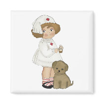Vintage Nurse With Puppy T-shirts and Gifts Fridge Magnet