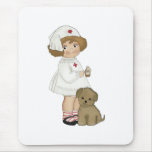 Vintage Nurse With Puppy T-shirts and Gifts Mousepad
