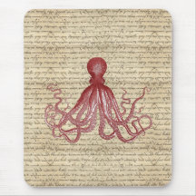Vintage octopus mouse pad