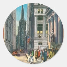 Vintage Old Trininty & Wall Street Round Stickers