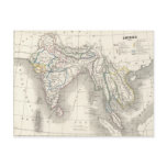 Vintage old world India map print postcard