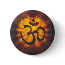 Vintage Om Symbol Print Button