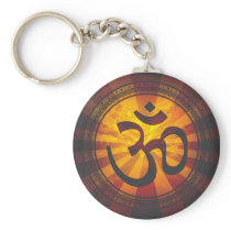 Vintage Om Symbol Print Keychains