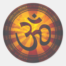 Vintage Om Symbol Print Round Sticker