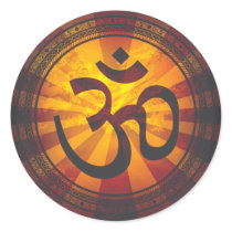 Vintage Om Symbol Print Round Sticker