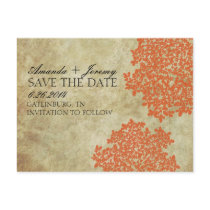 Vintage Orange Queen Anne's Lace Save the Date Postcard