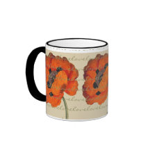 Vintage Oriental Poppy Flower Love Mug