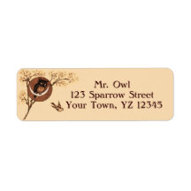 Vintage Owl in Moon Custom Return Address Labels
