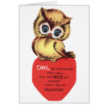 Vintage Owl Valentine Greeting Cards