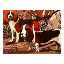 Vintage Painted Beagles Postcard