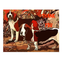 Vintage Painted Beagles Thank You Postcard