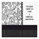 Vintage Paisley Hatbox Black and White Personalized Invites
