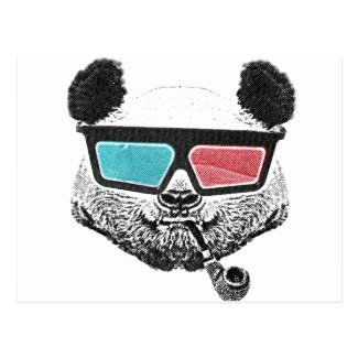 Vintage panda 3-D glasses Post Card