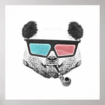 Vintage panda 3-D glasses Print