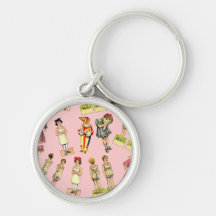 Vintage Paper Dolls Keychains