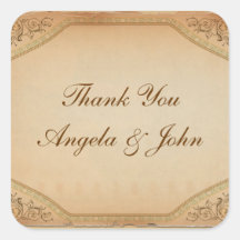 Vintage Parchment Scroll Square Stickers