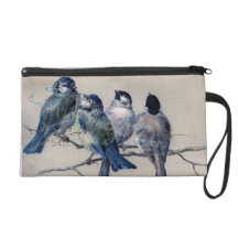 Vintage Paris Bluebirds Wristlet