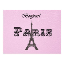 Vintage  Paris Bonjour Eiffel Tower Post Card