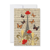 Vintage Paris & butterflies Custom Invites