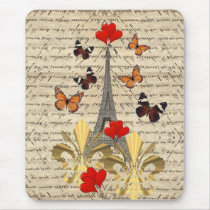 Vintage Paris & butterflies Mousepad