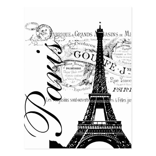Vintage Paris & Eiffel Tower Label Post Cards