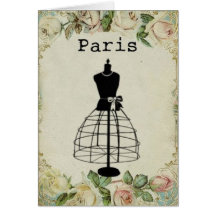 Vintage Paris Fashion Dress Form Card