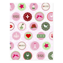 Vintage Paris Pink Shabby Chic pattern Postcard