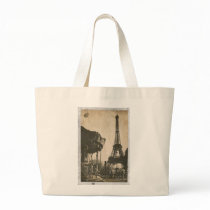 Vintage Paris Postcard, Eiffel Tower Canvas Bags