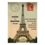 Vintage Paris Postcard Eiffel Tower Wedding Invite