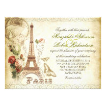 vintage PARIS shabby wedding invitations
