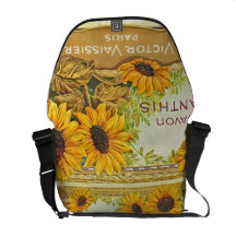 Vintage Paris Sunflower Designer Messenger Bags