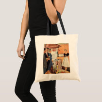 Vintage Party in the Kitchen, Beer and Appetizers Canvas Bags