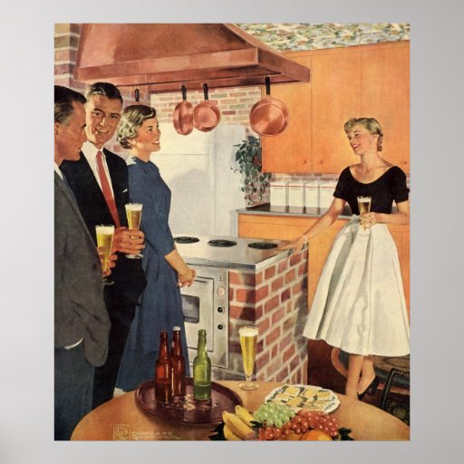 Vintage Party in the Kitchen, Beer and Appetizers Poster