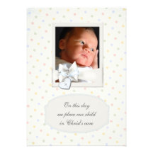 Vintage Pastel Photo Christening Invitations