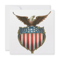 Vintage Patriotic American Flag and Bald Eagle Custom Invitation