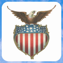 Vintage Patriotic American Flag and Bald Eagle Sticker