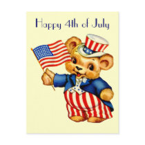 Vintage Patriotic Bear Postcard