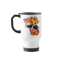 Vintage Patriotic Bear Travel Mug