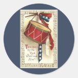 Vintage Patriotic Drum and Musical Notes Sticker