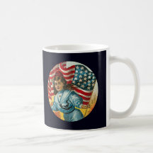 Vintage Patriotic_Girl and Flag_Mug