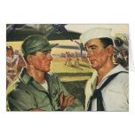 Vintage Patriotic Men, Military Personnel Card