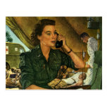 Vintage Patriotic, Military Medical Nurse on Phone Postcards