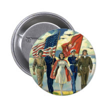 Vintage Patriotic, Military Personnel Pinback Buttons