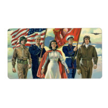 Vintage Patriotic, Military Personnel Custom Shipping Labels