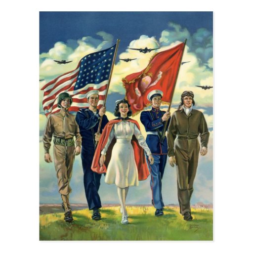 Vintage Patriotic, Military Personnel Postcards