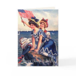 Vintage Patriotic Swimmers Greeting Card