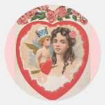 Vintage Patriotic Valentine's Day Round Stickers